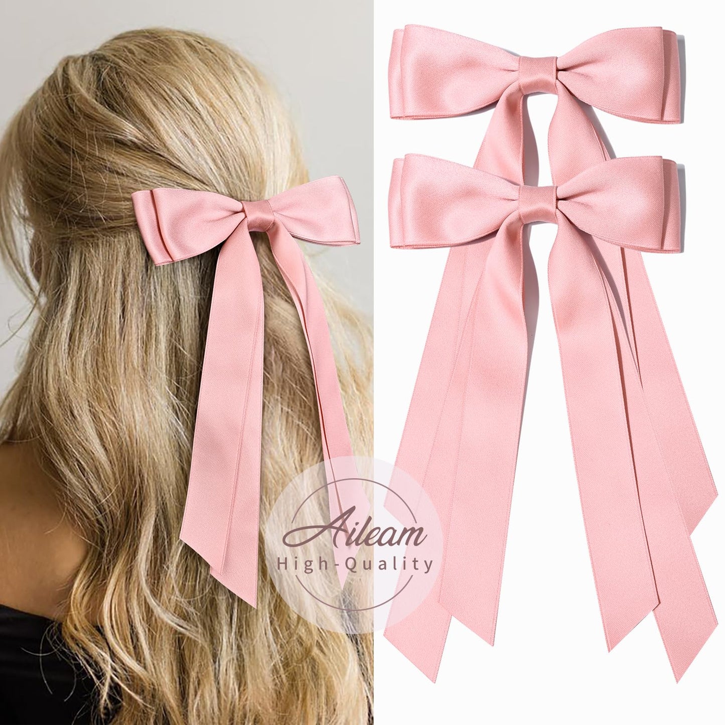 Silky Satin 2PCS Hair Bows Hair Clip - Holder Accessories Slides Metal Clips Hair Bow