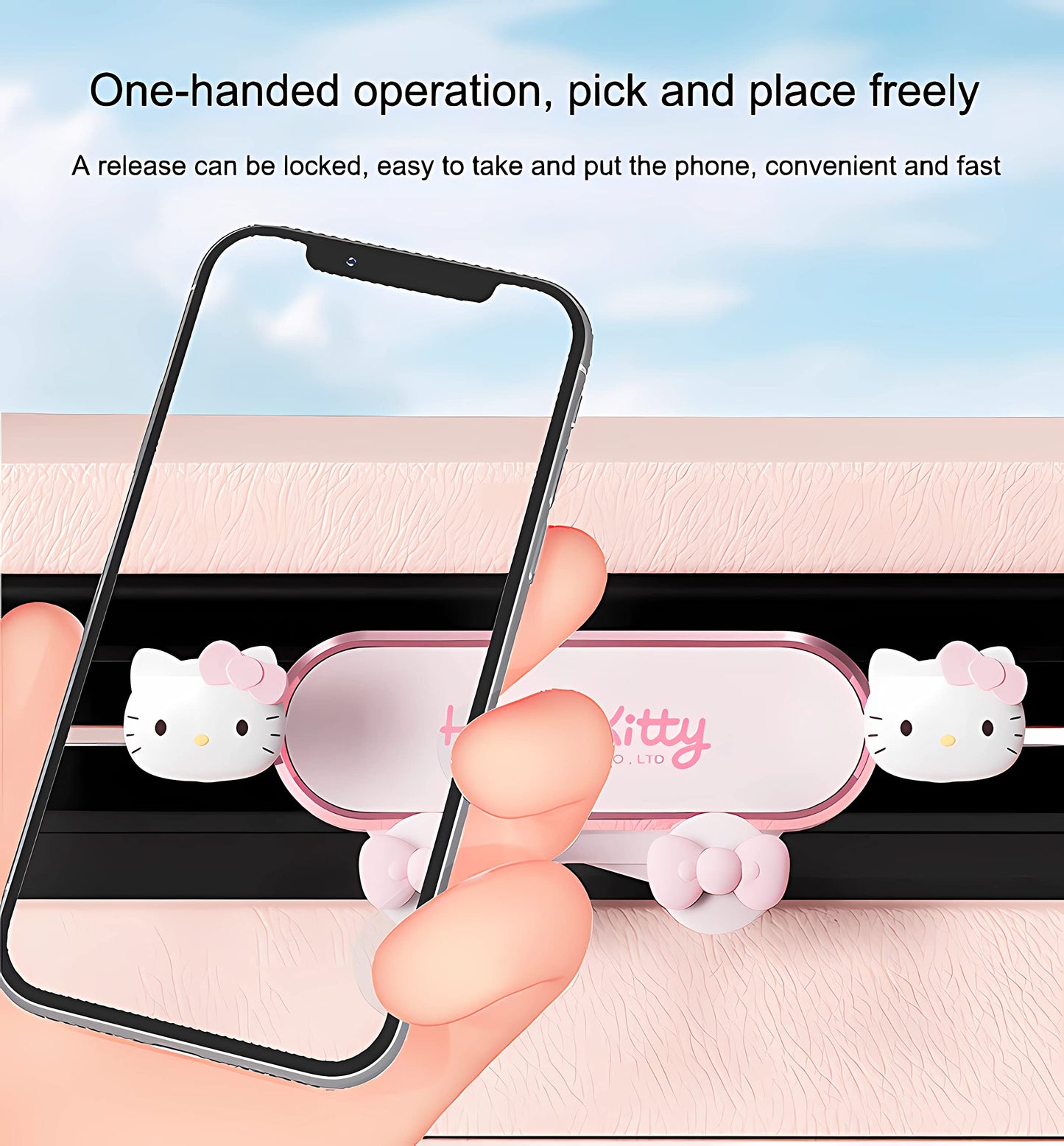 Cute Pink Car Phone Holder Mount - Gravity Car Phone Mount with Sturdy Air Vent Clip Auto Lock Cell Phone Holder Mount for All Phones