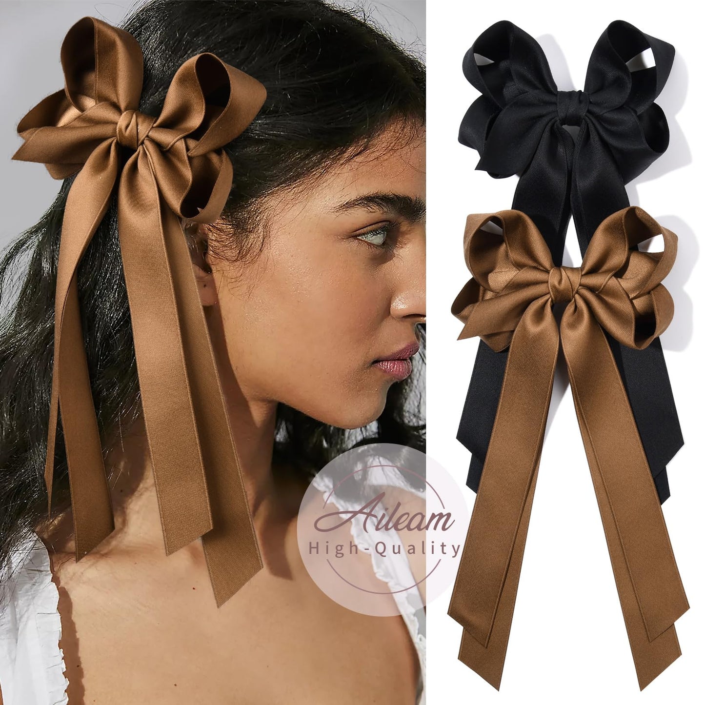 Silky Satin 2PCS Hair Bows Hair Clip - Holder Accessories Slides Metal Clips Hair Bow