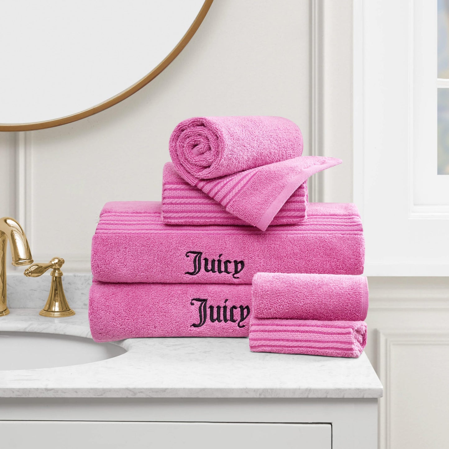 Juicy Couture Alyssa Luxurious 6 Piece Bath Towel Set - Premium Bathroom Towel Set