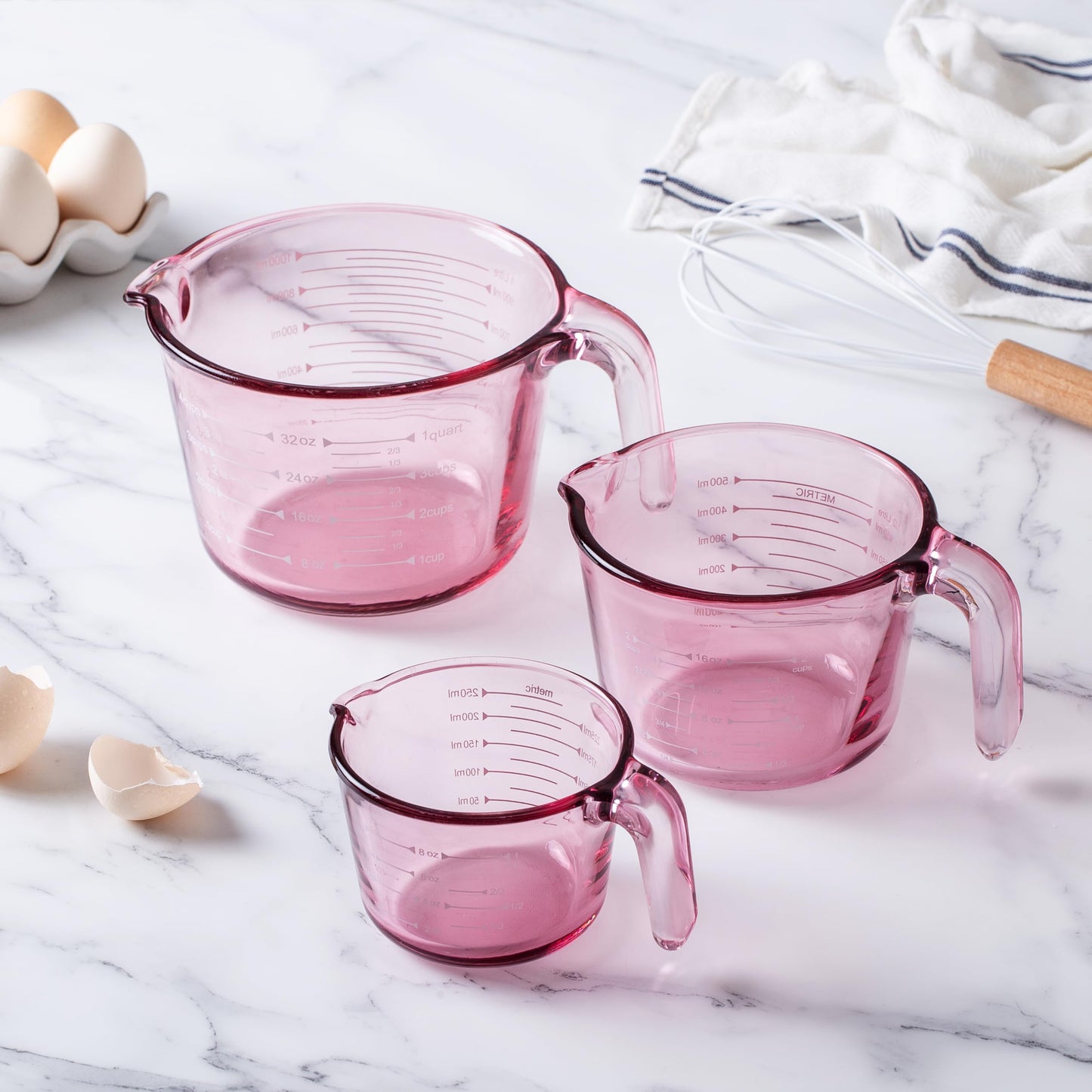 COOK WITH COLOR Glass Measuring Cups - Ideal for Cooking and Baking, Pink