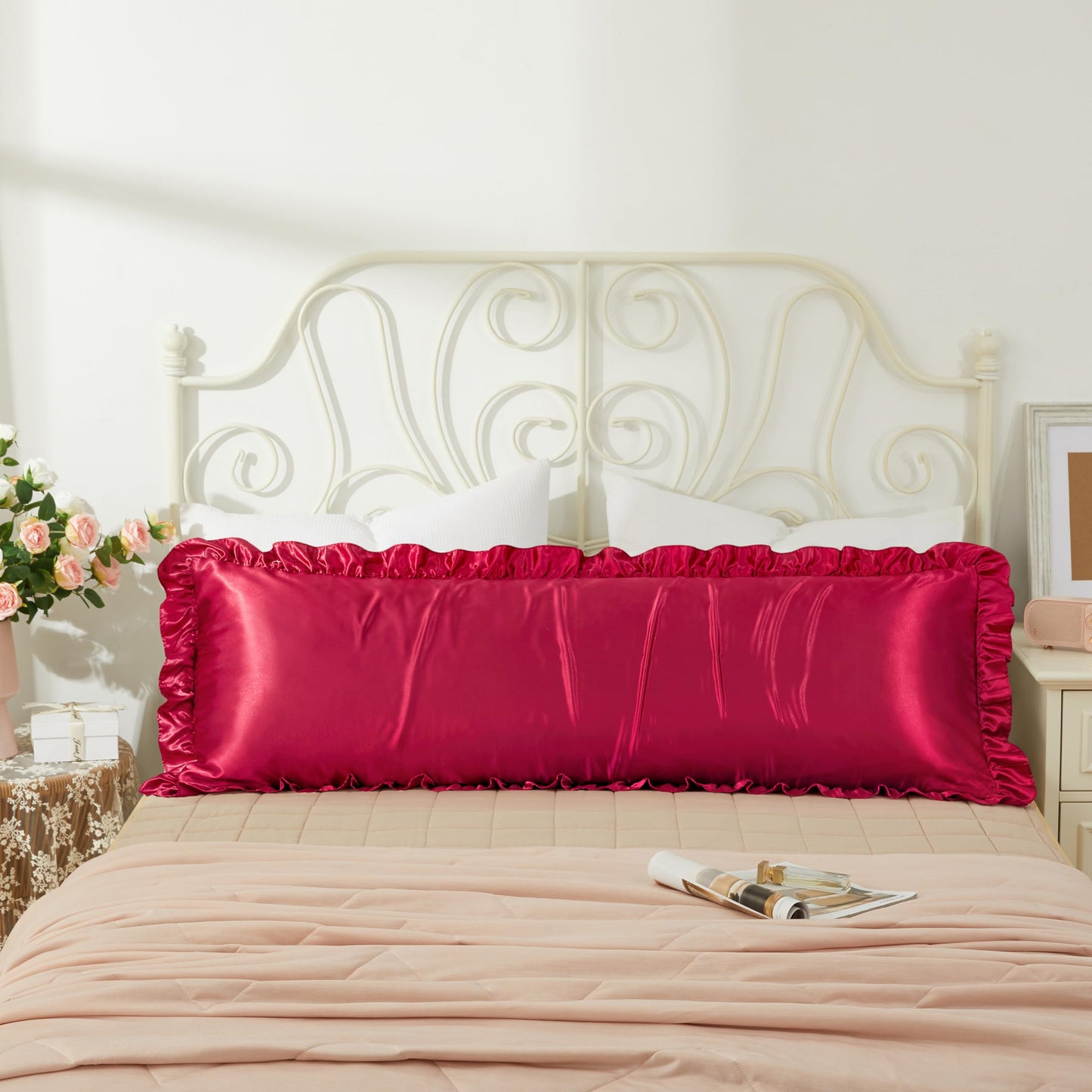 Princess Silky Satin Ruffled Pillow Cases Room Decoration