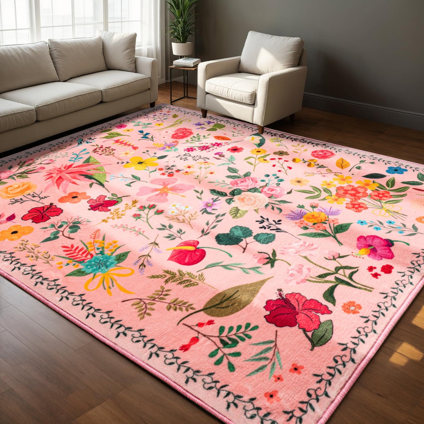 Non Slip Machine Washable Large Living Room Rug