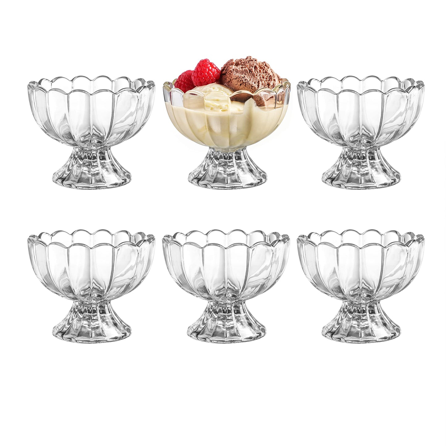 Set of 5oz Footed Tulip Glass Dessert Cups – Perfect for Ice Cream, Sundaes, Fruit, Snacks, Cocktails & Holiday Parties