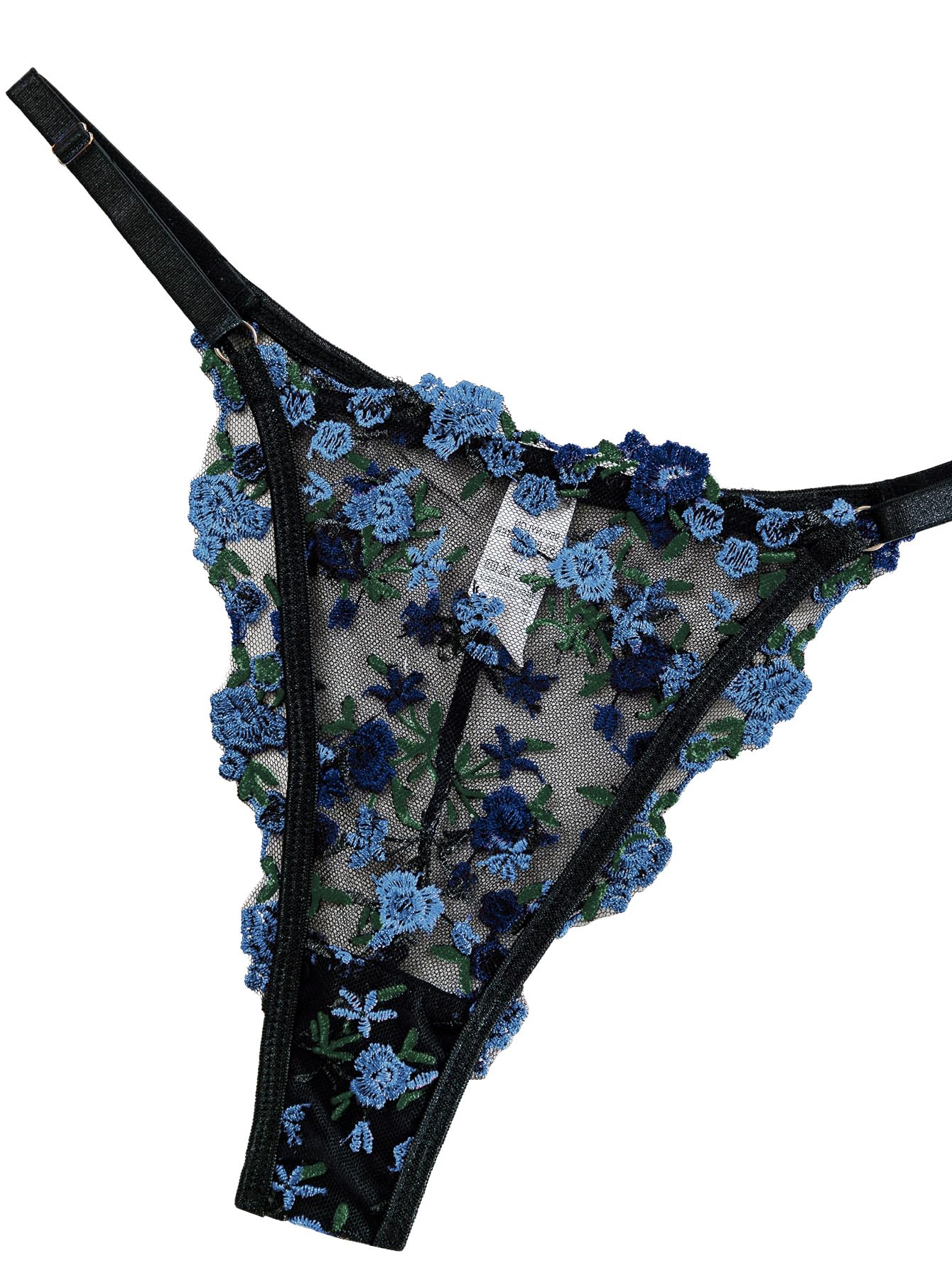 Sexy Floral Embroidered Mesh Sheer Underwire Lingerie Set