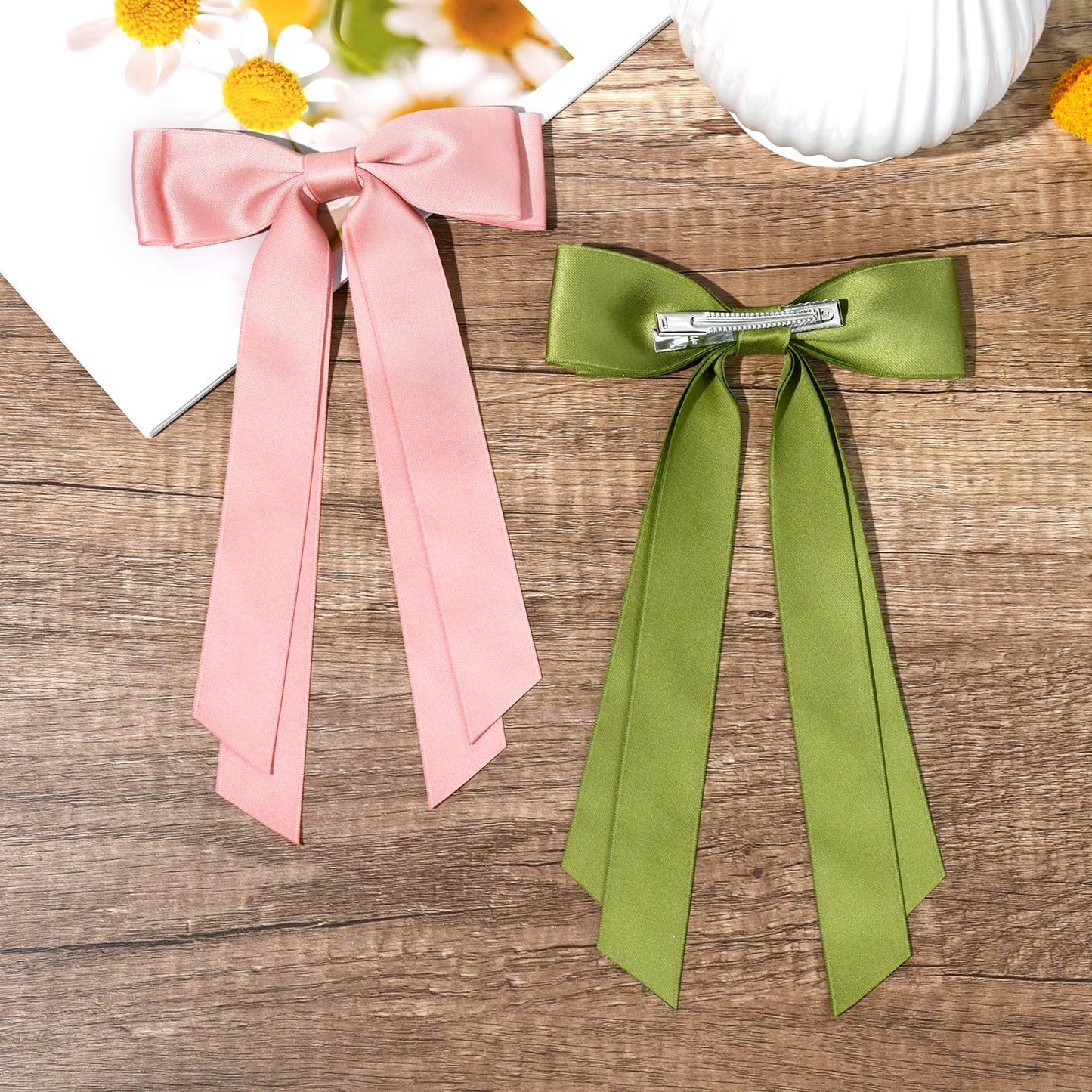 Silky Satin 2PCS Hair Bows Hair Clip - Holder Accessories Slides Metal Clips Hair Bow