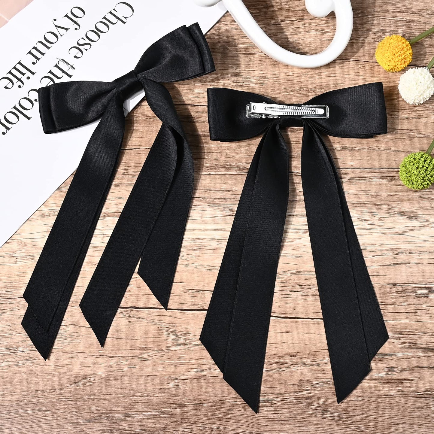 Silky Satin 2PCS Hair Bows Hair Clip - Holder Accessories Slides Metal Clips Hair Bow