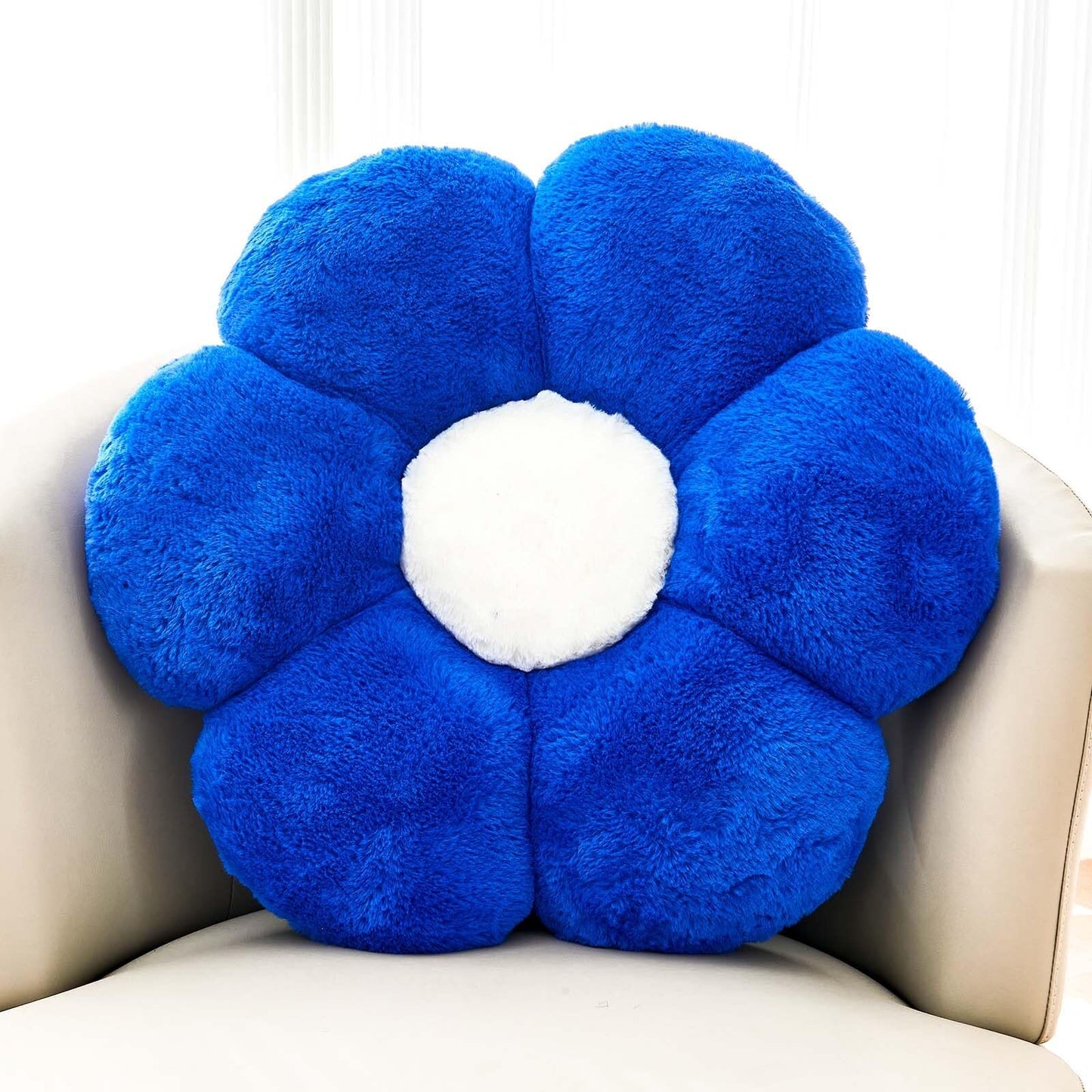 Plush Flower-Shaped Throw Pillow – Soft Faux Rabbit Fur Cushion for Bedroom or Living Room Decor