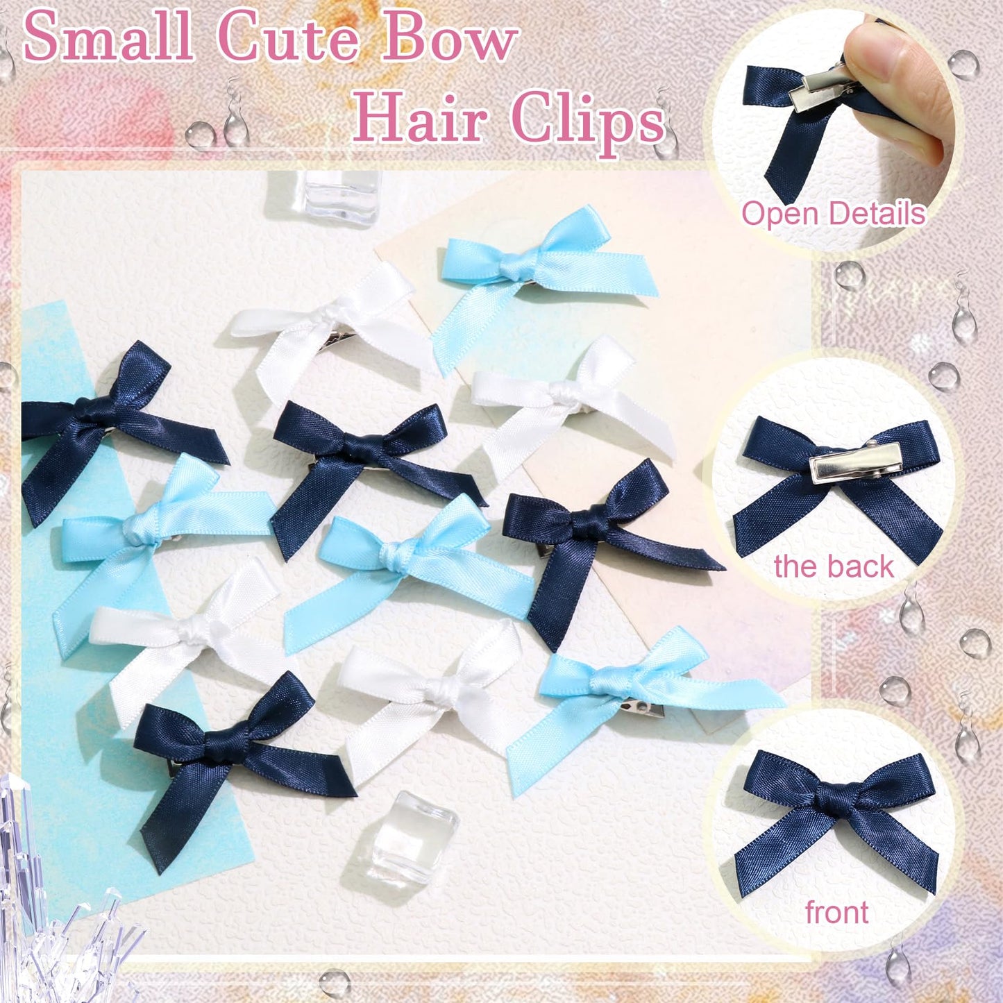 Mini 20PCS Bowknot Ribbon Barrettes - Cute Claw Clips Hair Accessories