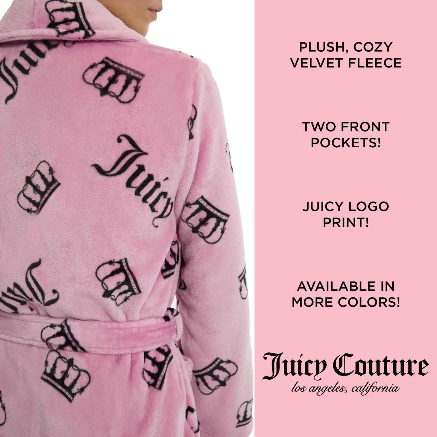 Juicy Couture Women's Super Soft Luxe Plush Shawl Collar Robe