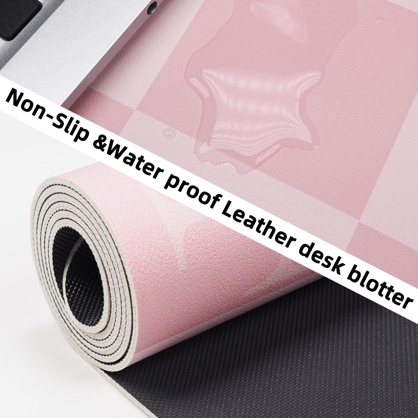 Large Non-Slip Desk Pad - Waterproof PU Leather Desk Protector, 31.5" x 12"