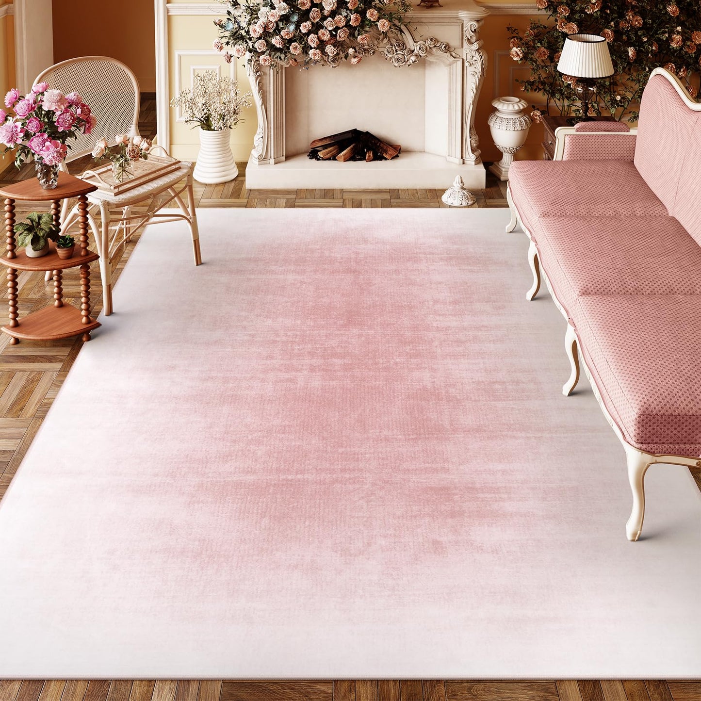 Contemporary Ombre Nursery Rug Washable Non-Slip