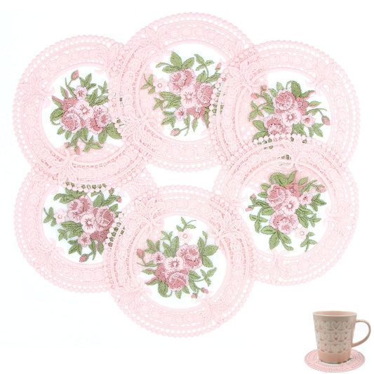 Vintage Lace Pink Coasters 4.5'' 8pk