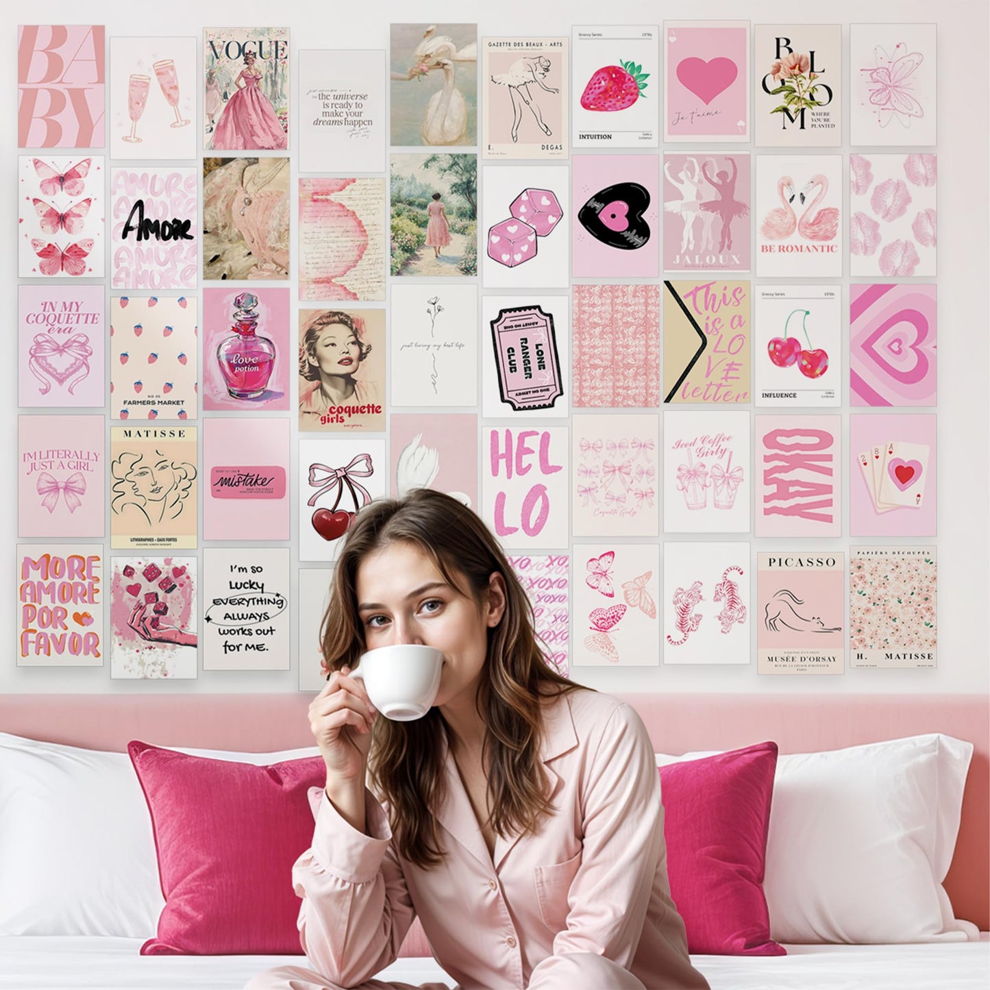 Preppy Aesthetic Wall Collage Kit – Cute Posters for Girls' Bedroom Decor