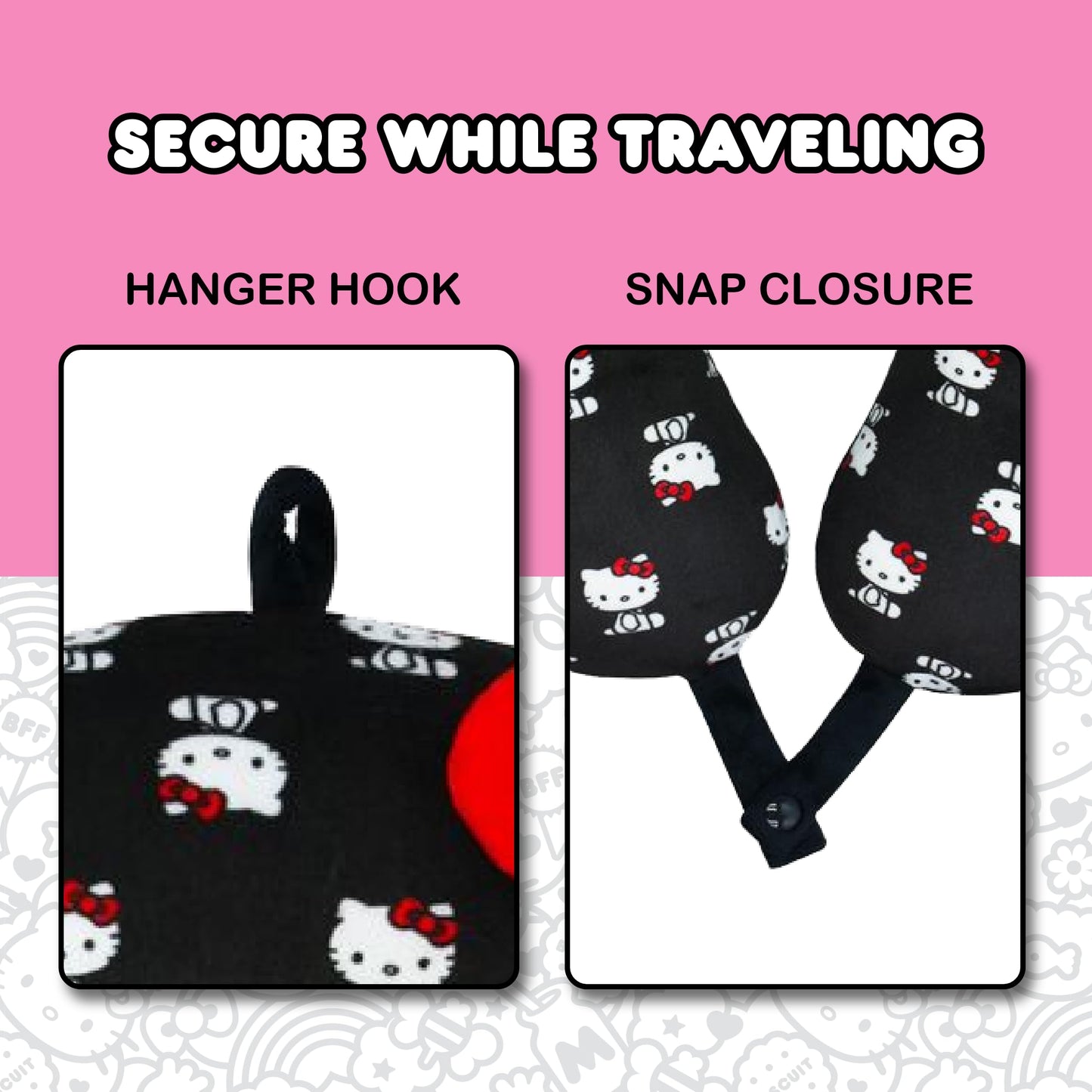 Hello Kitty Neck Pillow Support, Portable Travel Car Pillow for Sleep