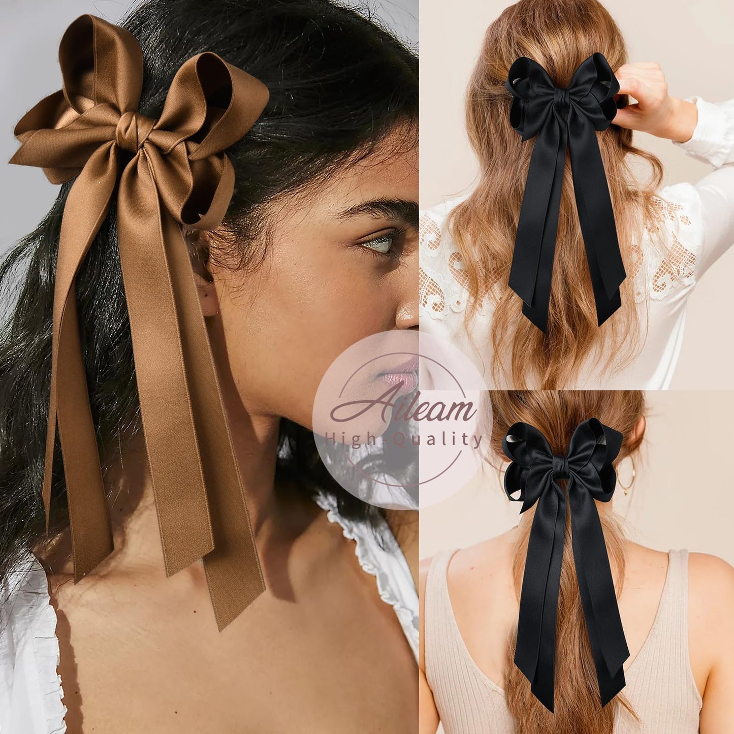 Silky Satin 2PCS Hair Bows Hair Clip - Holder Accessories Slides Metal Clips Hair Bow