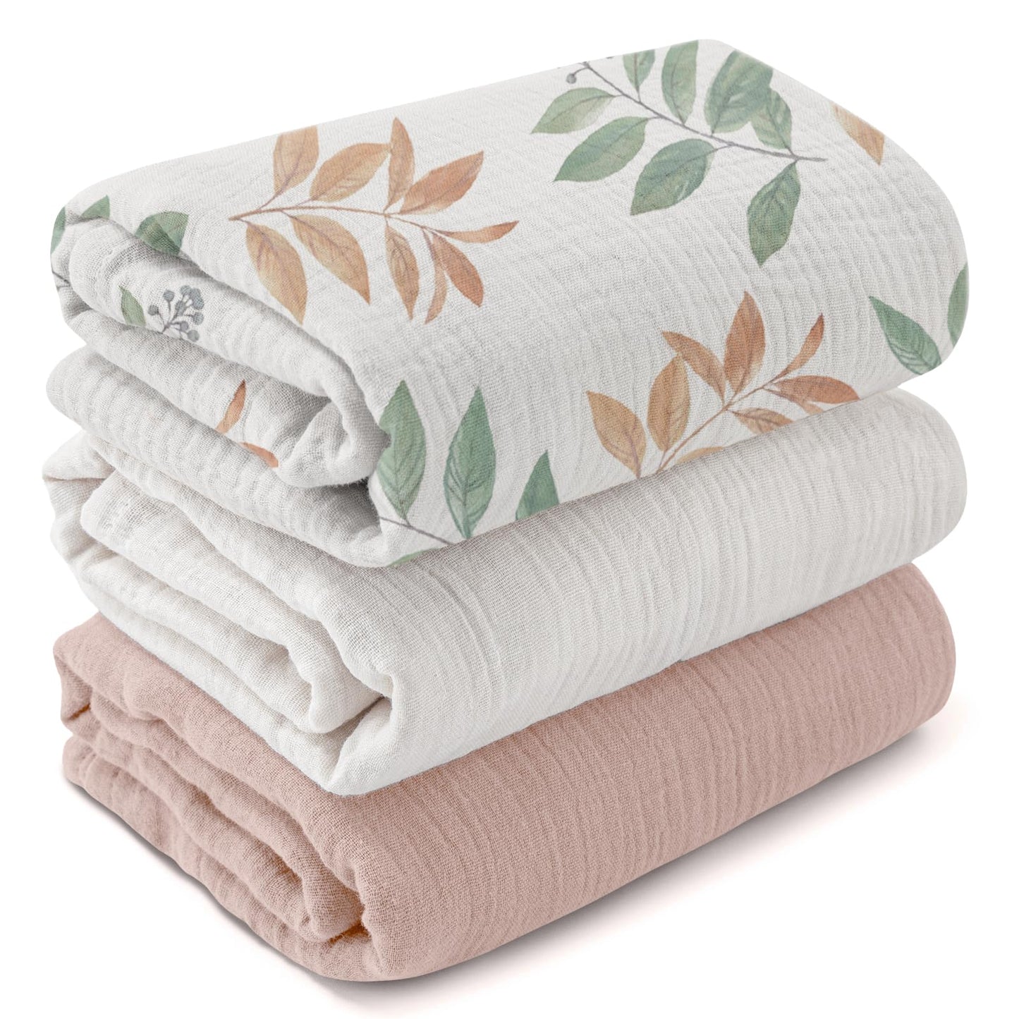 Muslin Swaddle Blankets for Newborn, 3 Pack Breathable Soft Receiving Blanket, Large 38 x 40 inches