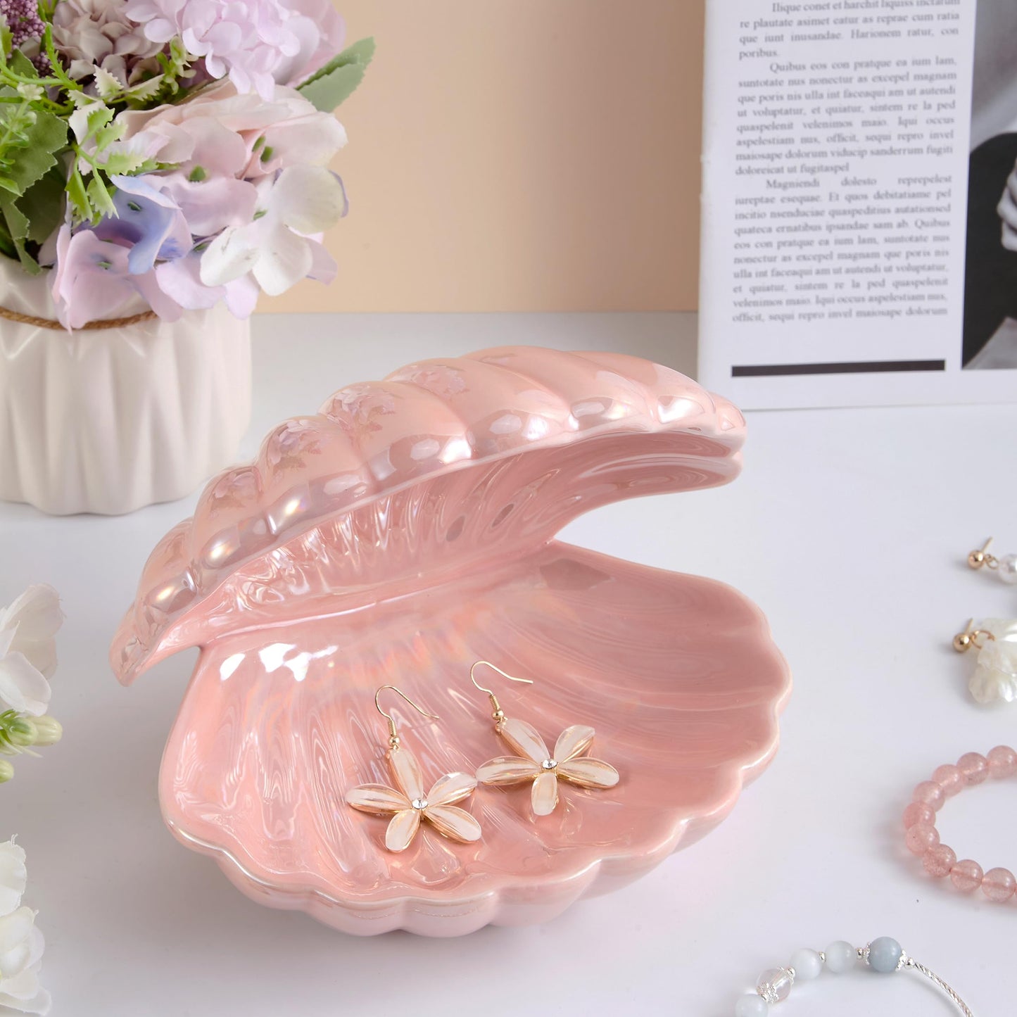 Ceramic Clamshell Jewelry Dish – Trinket Tray & Ring Holder