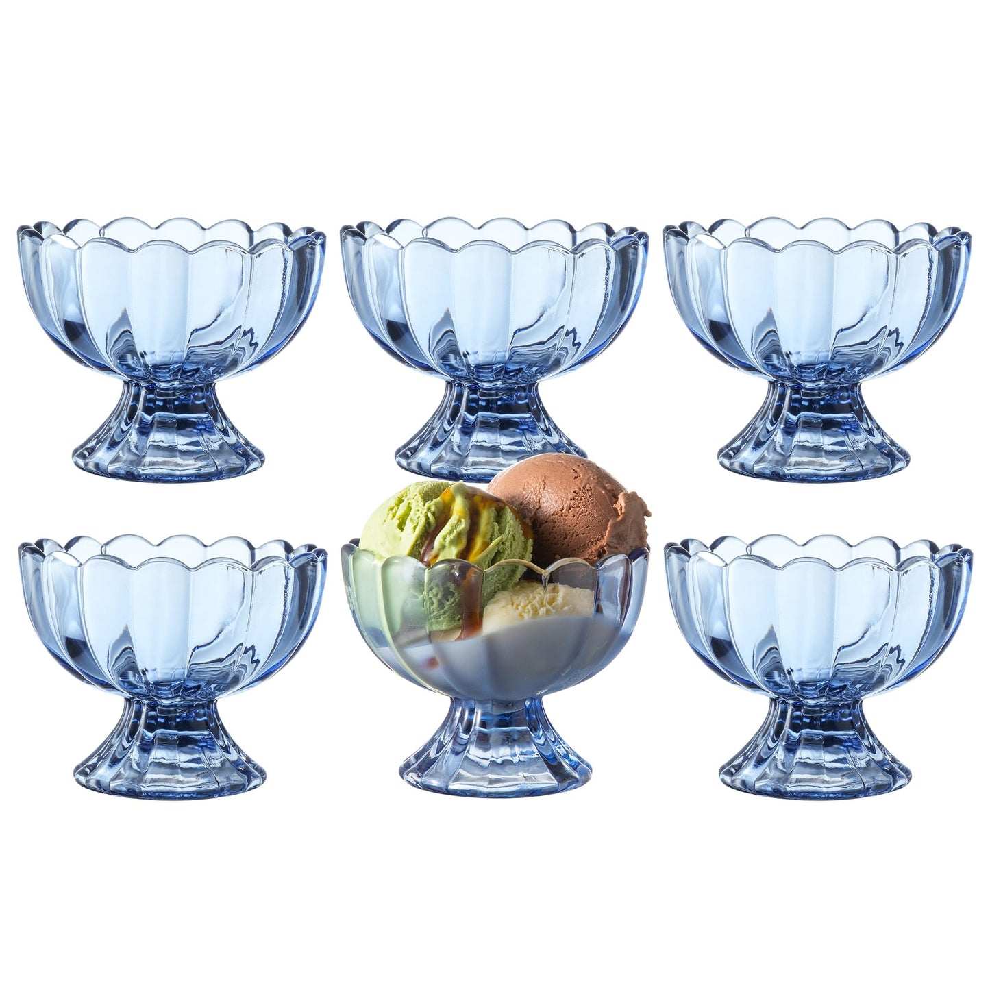 Set of 5oz Footed Tulip Glass Dessert Cups – Perfect for Ice Cream, Sundaes, Fruit, Snacks, Cocktails & Holiday Parties