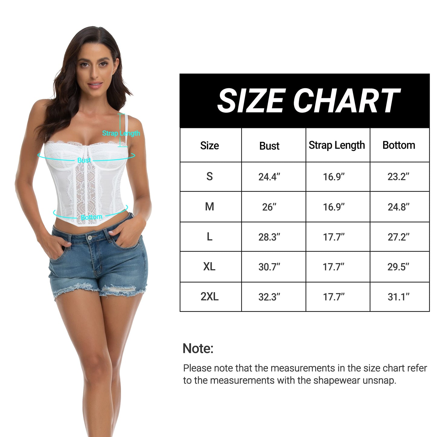 Lace Bustier Corset Tops for Women - Sexy Going Out Party Club Top with Buckle