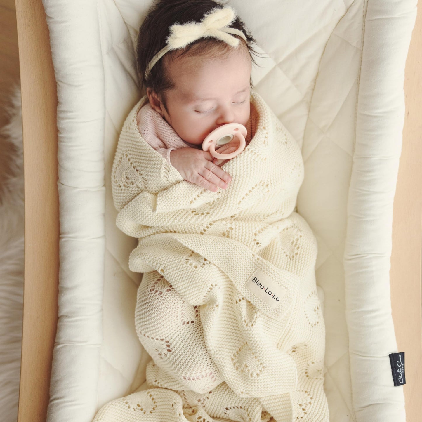 Swaddling Luxury Cotton Knit Heart Baby Blanket