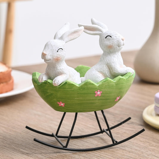 Small Easter Bunnies Decor, Cute Easter Figurine, for Spring Decorations