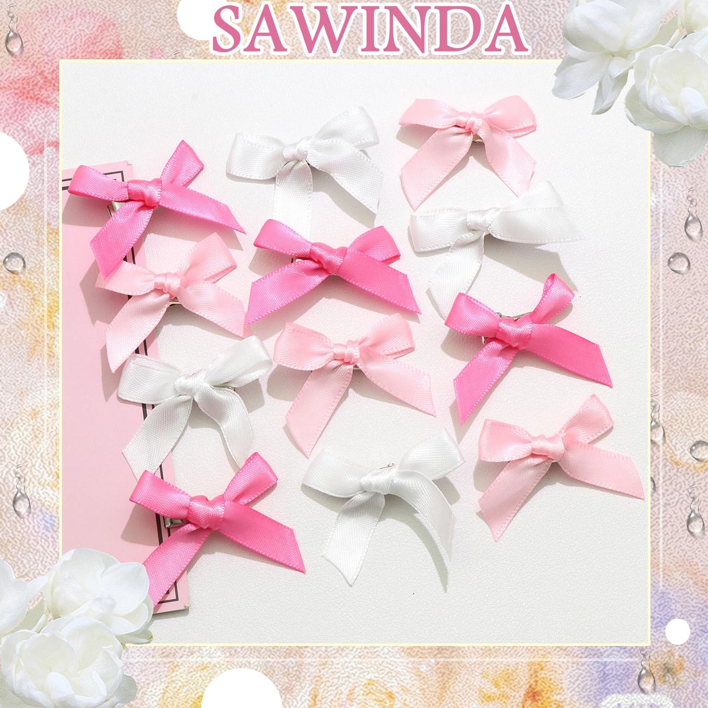 Mini 20PCS Bowknot Ribbon Barrettes - Cute Claw Clips Hair Accessories