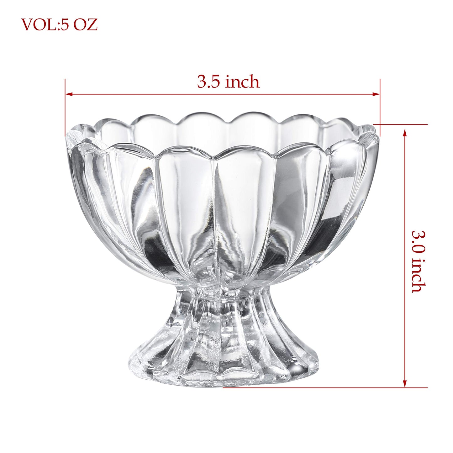 Set of 5oz Footed Tulip Glass Dessert Cups – Perfect for Ice Cream, Sundaes, Fruit, Snacks, Cocktails & Holiday Parties