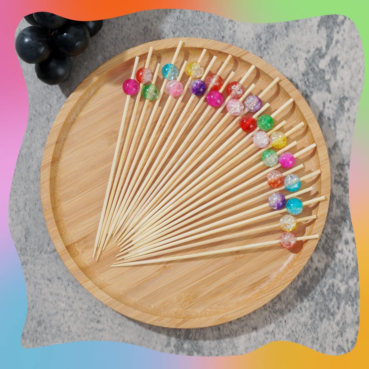 earl Cocktail Picks, 4.7 Inch Long Bamboo Fancy Toothpicks for Appetizers, Decorative Valentines Wedding Bridal Shower Party Food Drinks Fruit Skewer Sticks 100 Counts