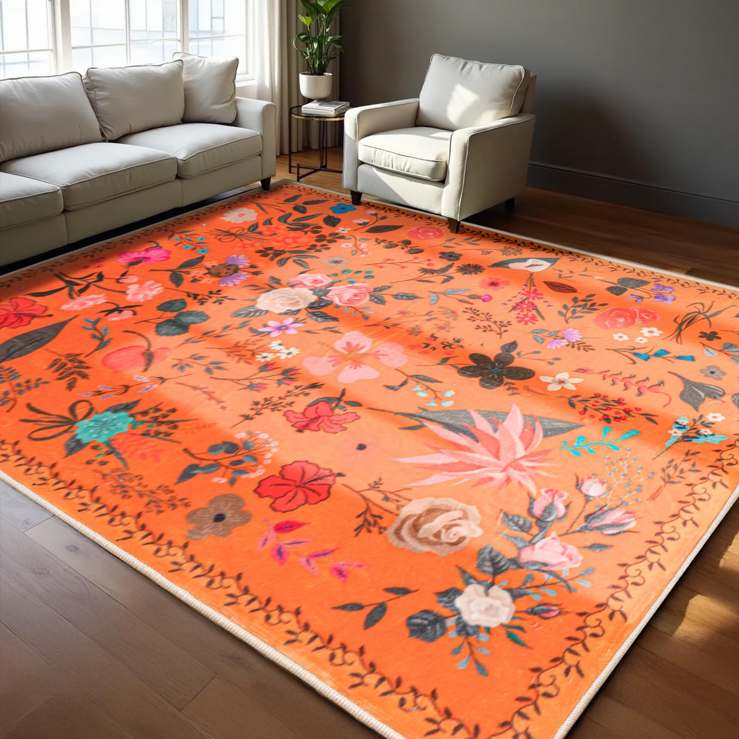 Non Slip Machine Washable Large Living Room Rug