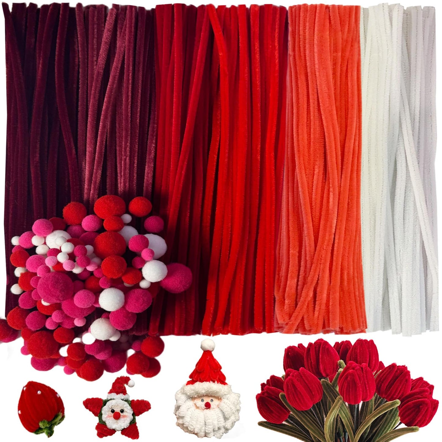 Pipe Cleaners and Pom Poms for DIY Crafts and Decorations, 900+