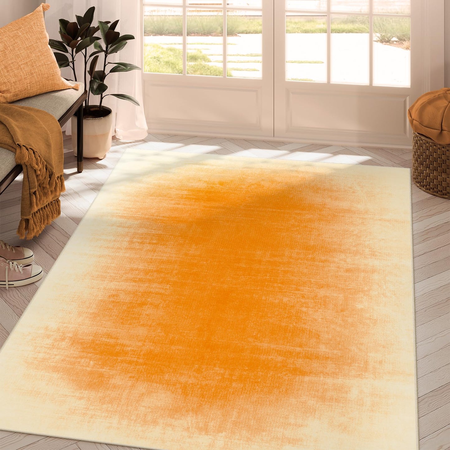 Contemporary Ombre Nursery Rug Washable Non-Slip