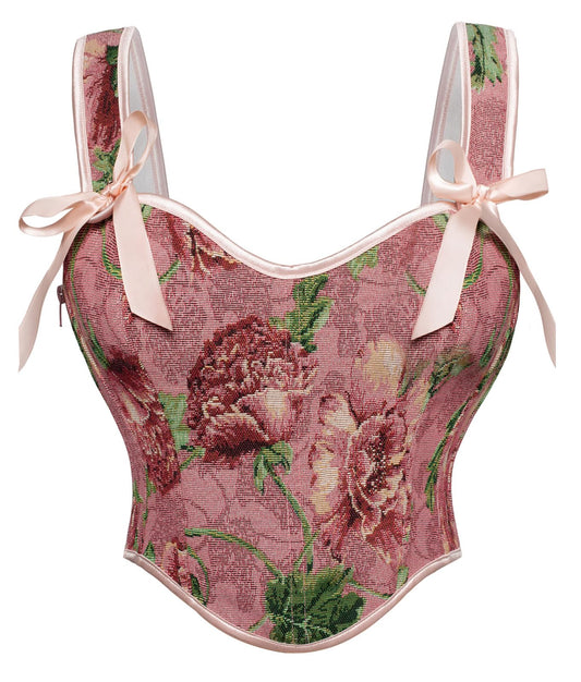 Corset Tops for Women Sweetheart Neckline Floral Corset with Zipper Size 6-18