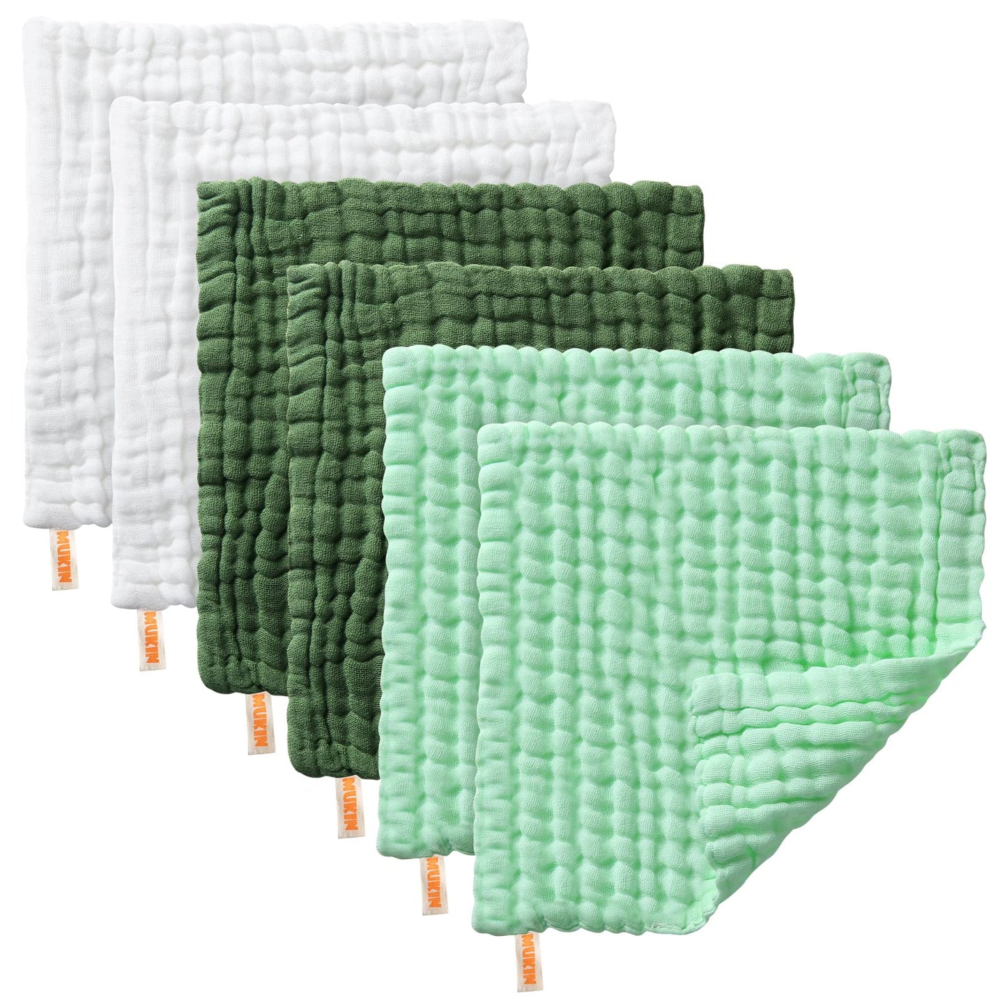 Newborns Washcloths and Burp Cloths, Soft Absorbent Towels, 6 Pack 12x12 Inches