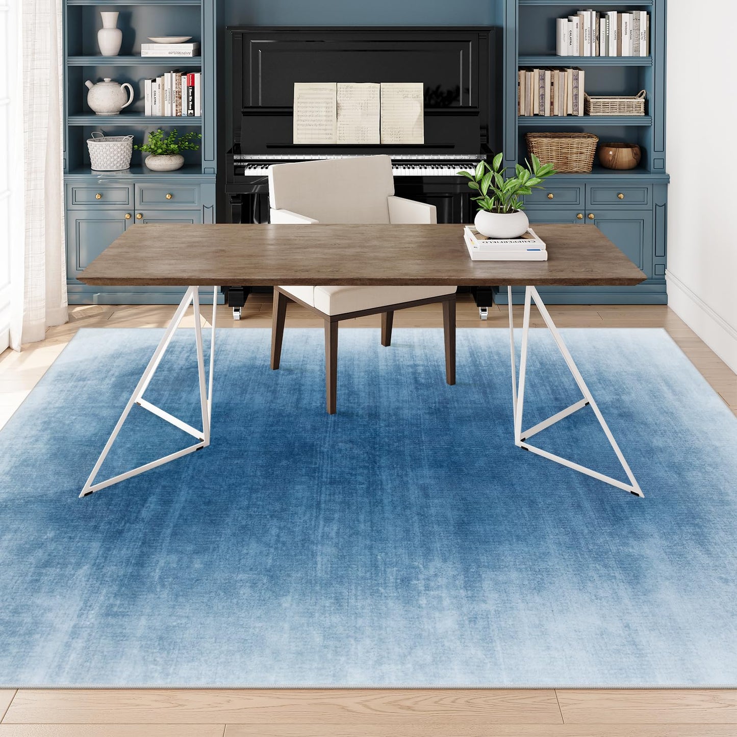 Contemporary Ombre Nursery Rug Washable Non-Slip