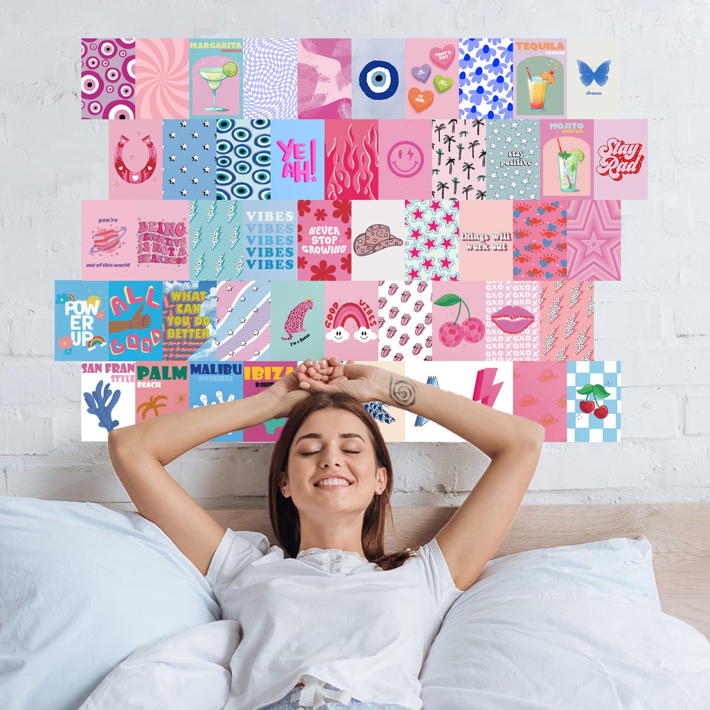 Preppy Aesthetic Wall Collage Kit – Cute Posters for Girls' Bedroom Decor