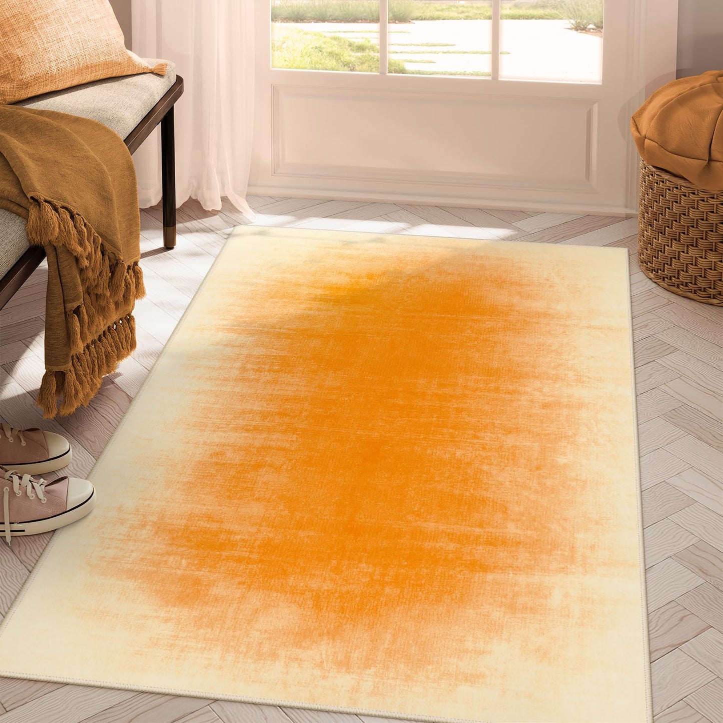 Contemporary Ombre Nursery Rug Washable Non-Slip