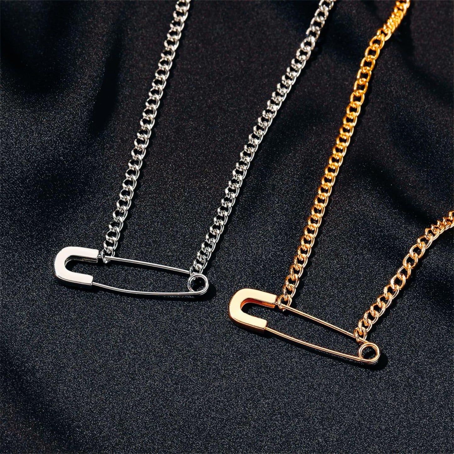 Safety Pin Necklace Heart Pendant