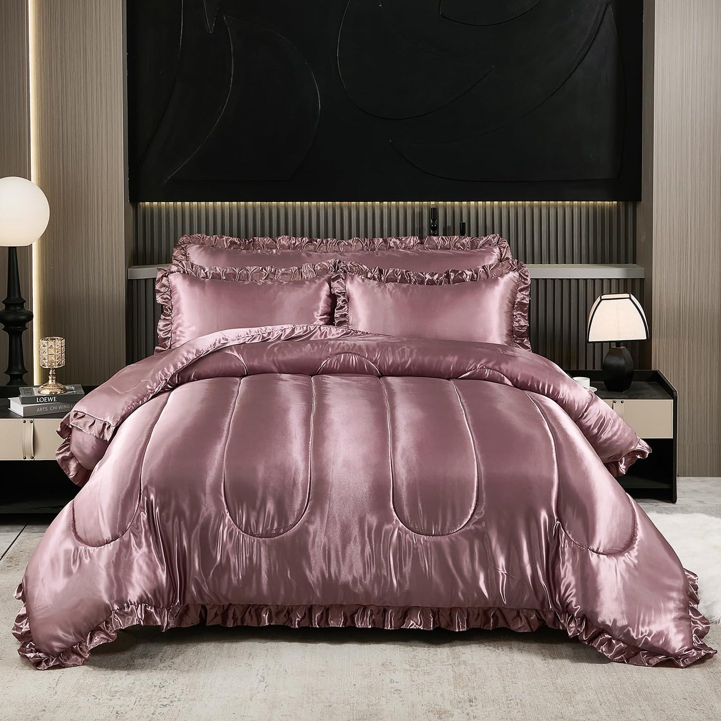 Comforter Silk Beddings - Luxury Silky Body Pillow Cover Ruffle