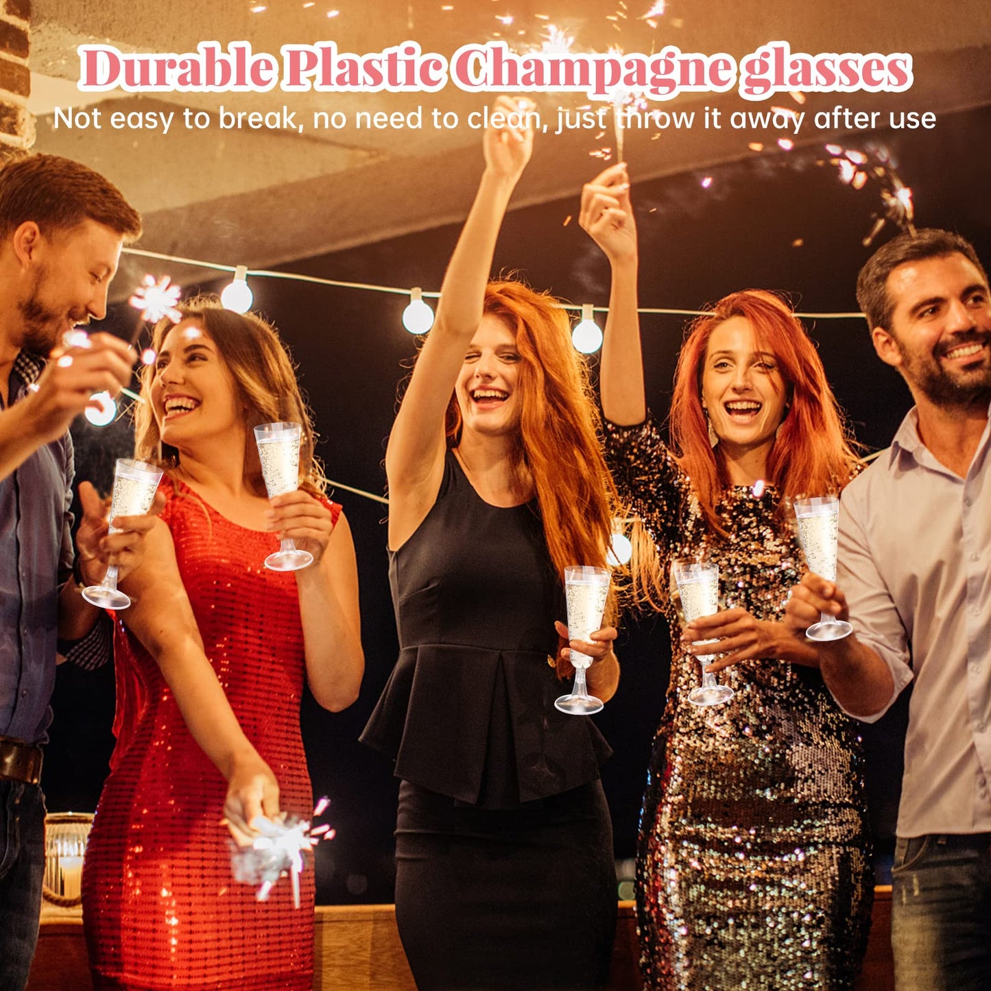 Champagne Flutes Plastic 100 Pack Disposable Mimosa Glasses