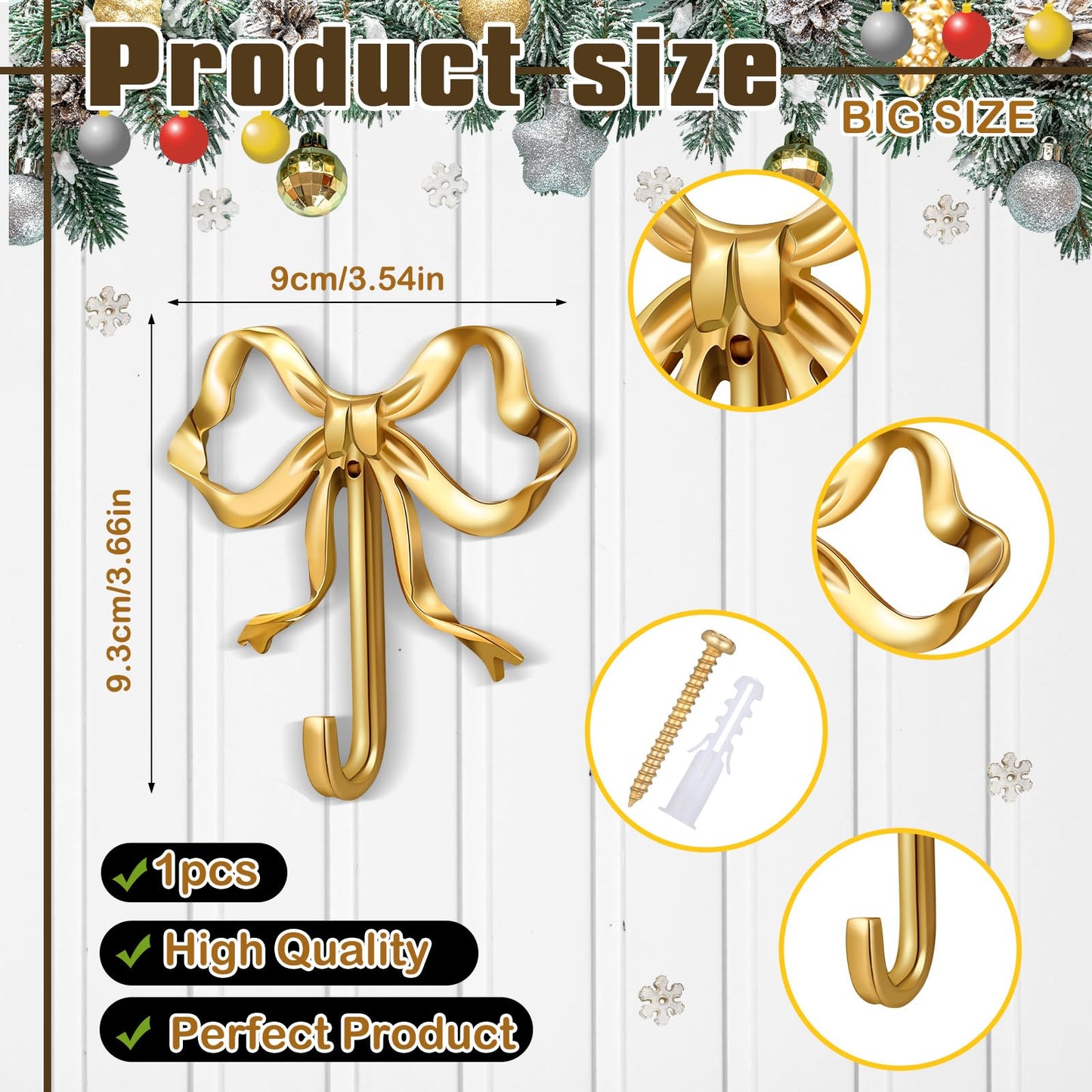 Gold Bow Knot Hooks Brass Bow Wall Door Hanger Towel