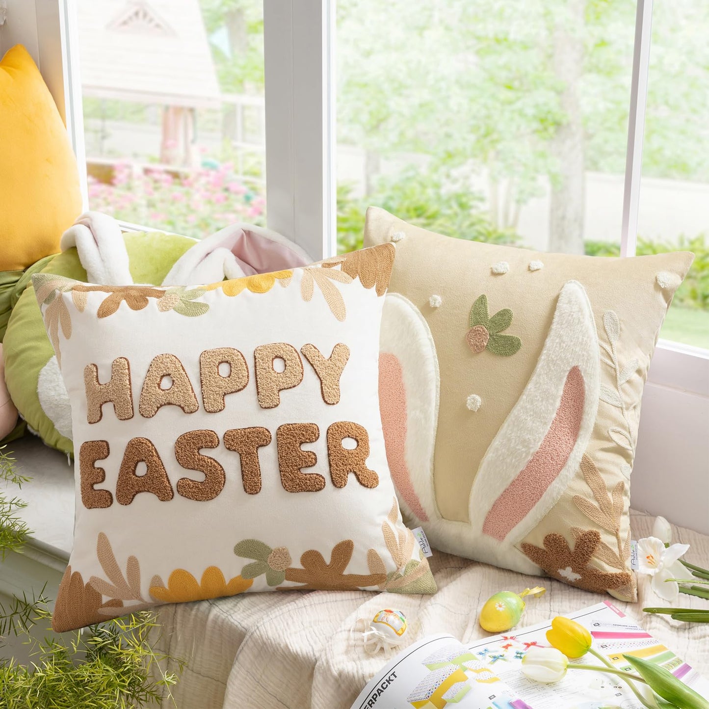 Easter Decorations Pillow Covers, Rabbit Pillow Covers, 18X18 Set of 2