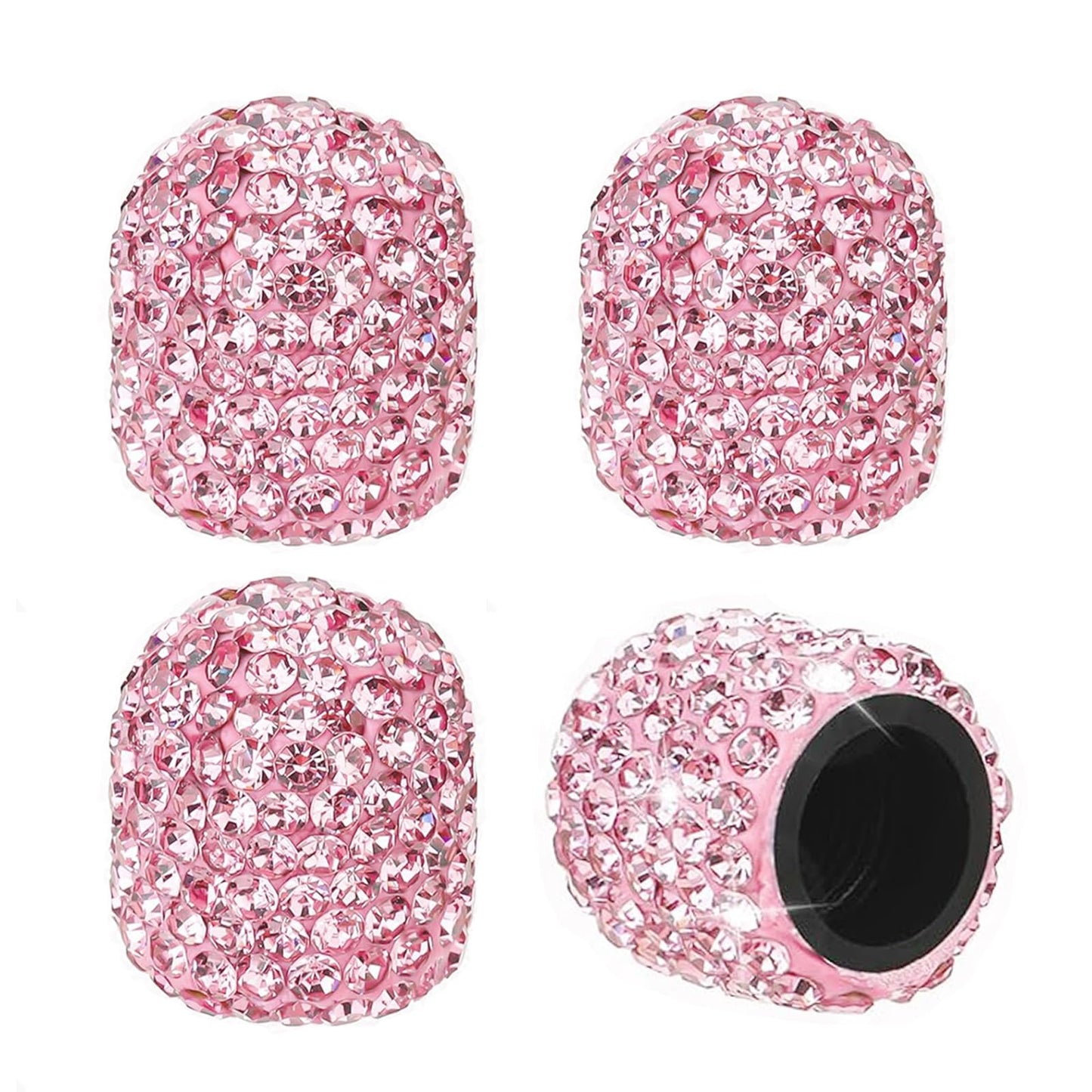 Pink Sparkling Crystal Tire Caps 4Pcs-Universal Car Tire Valve Caps Bling for Car SUV Motorcycle Bicycle Truck