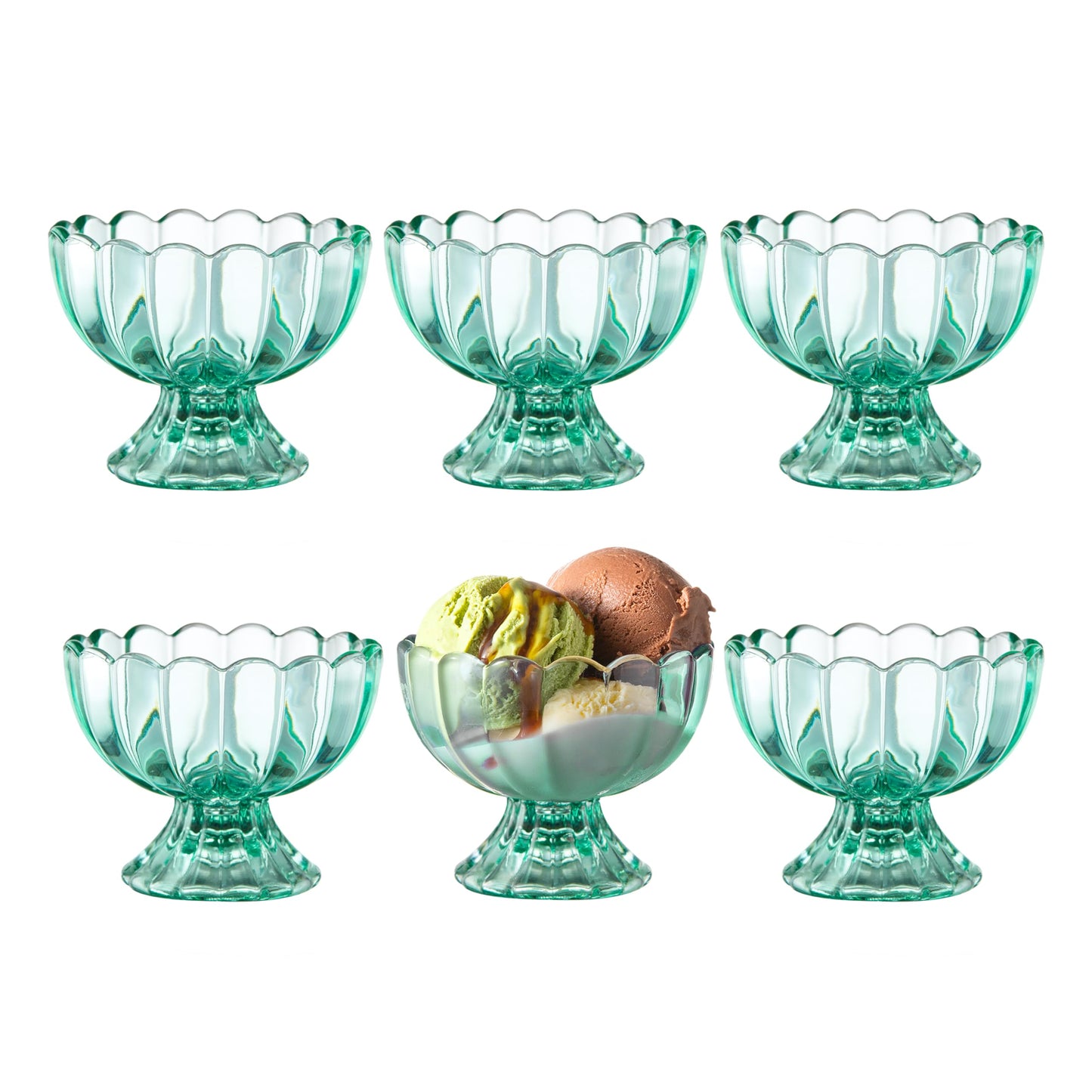 Set of 5oz Footed Tulip Glass Dessert Cups – Perfect for Ice Cream, Sundaes, Fruit, Snacks, Cocktails & Holiday Parties