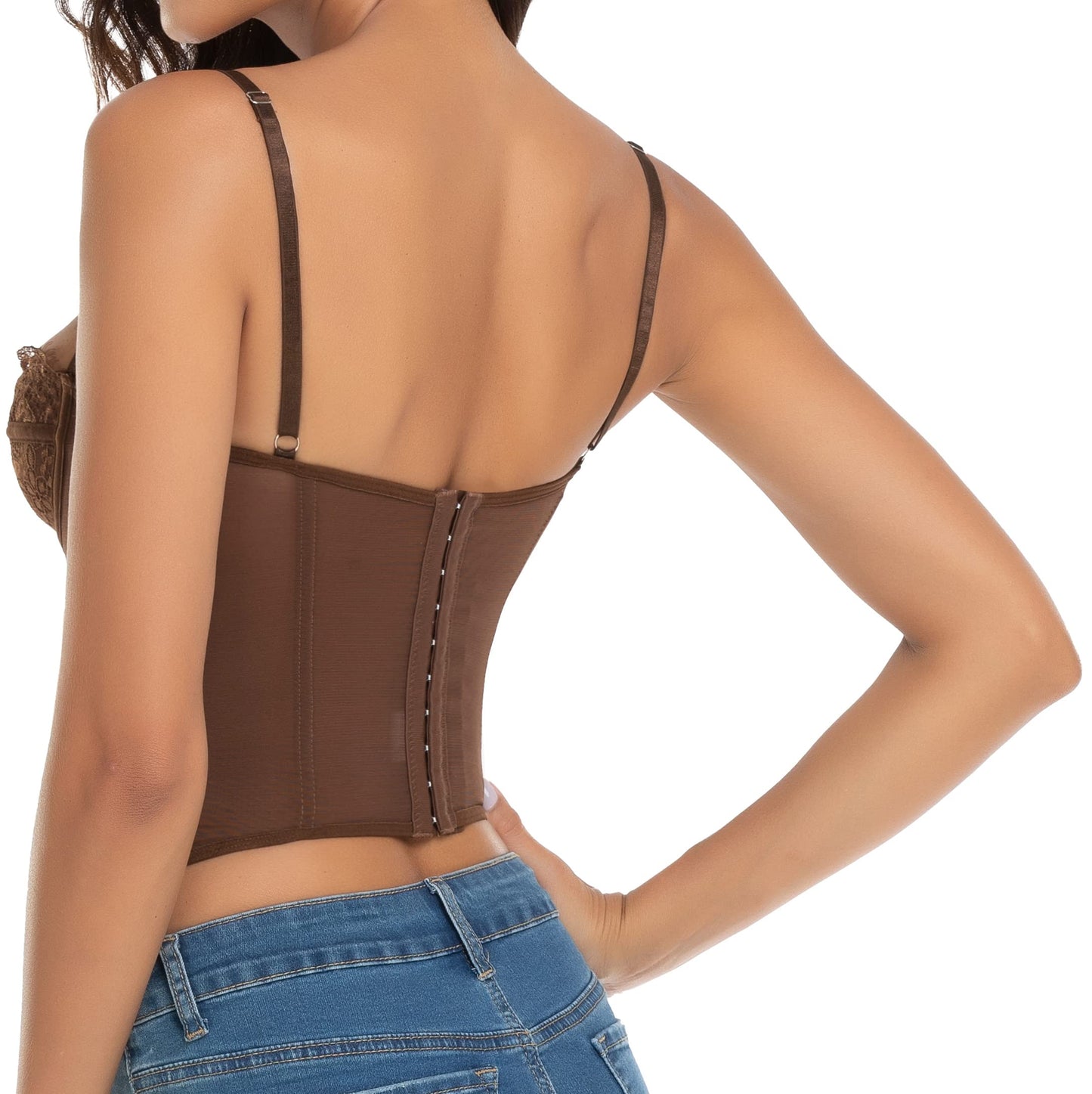 Lace Bustier Corset Tops for Women - Sexy Going Out Party Club Top with Buckle