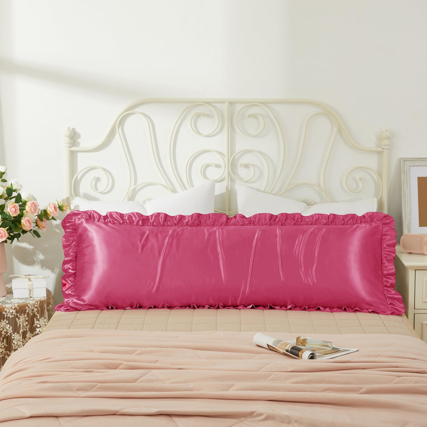 Princess Silky Satin Ruffled Pillow Cases Room Decoration