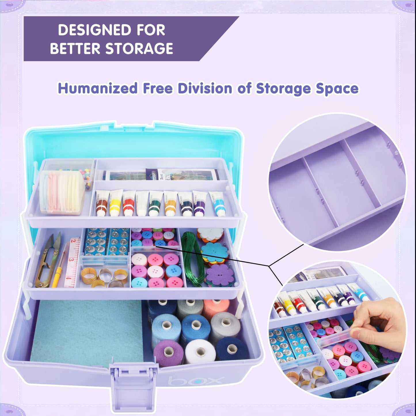 Three-Layer Multipurpose Folding Storage Box with 2 Trays, 12"