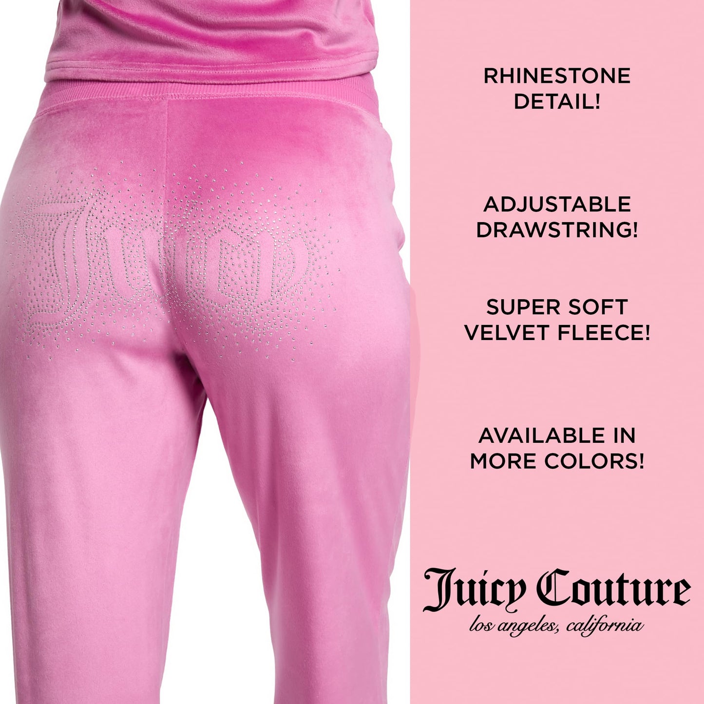 Juicy Couture Women's 2-Piece Velvet Fleece Lounge Sleepwear Set – Short Sleeve Shirt and Pants