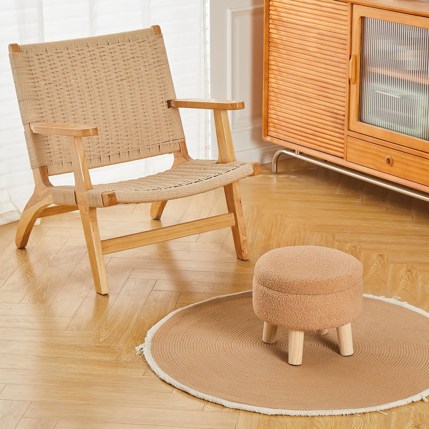 Round Footrest with Soft Padded Seat,