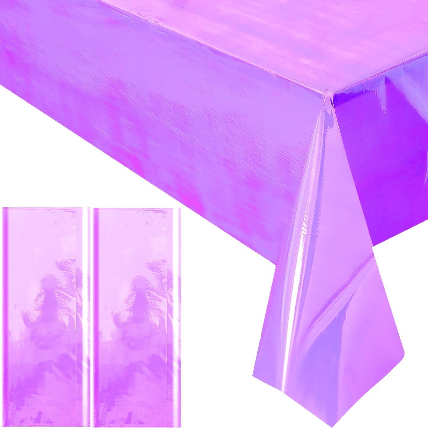 Pink Iridescent Holographic Tablecloth – 40" x 108" Shiny Plastic Cover for Parties and Events